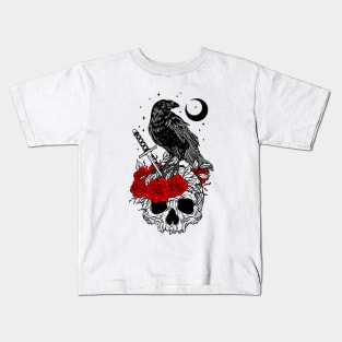 Crow with skull Kids T-Shirt